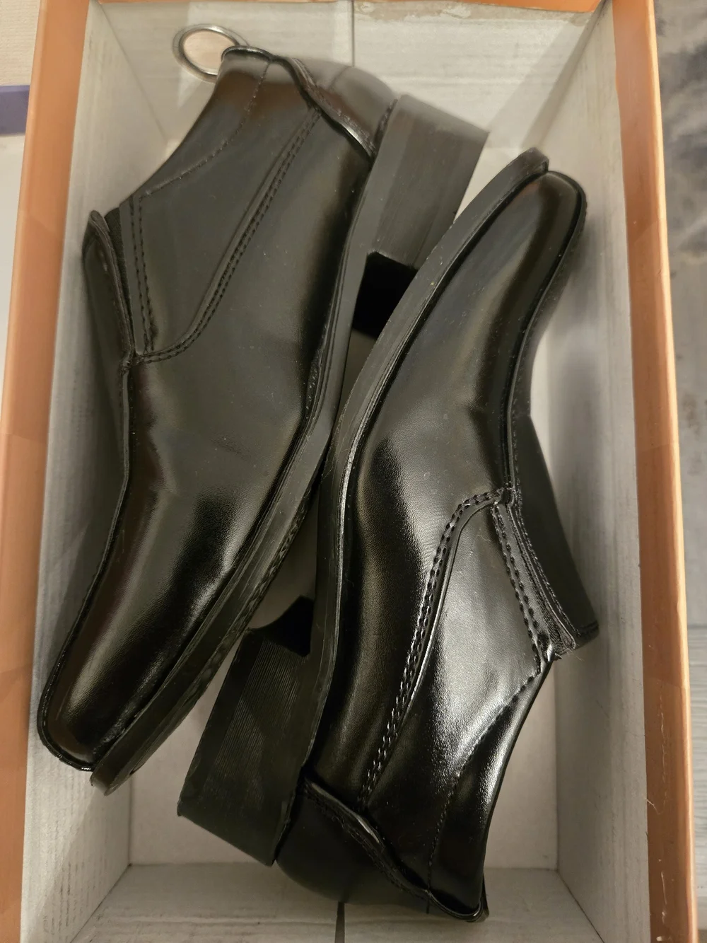 Boy's Black Leather Slip-On Dress Shoes